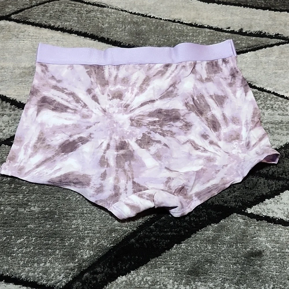 VICTORIA SECRET PINK 2022 PURPLE TIE-DYE BOXER BRIEF PANTY MEDIUM